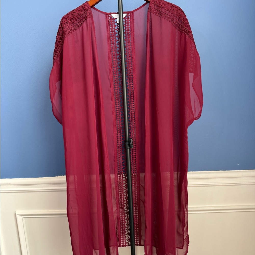 Sheer Burgundy Kimono Cardigan